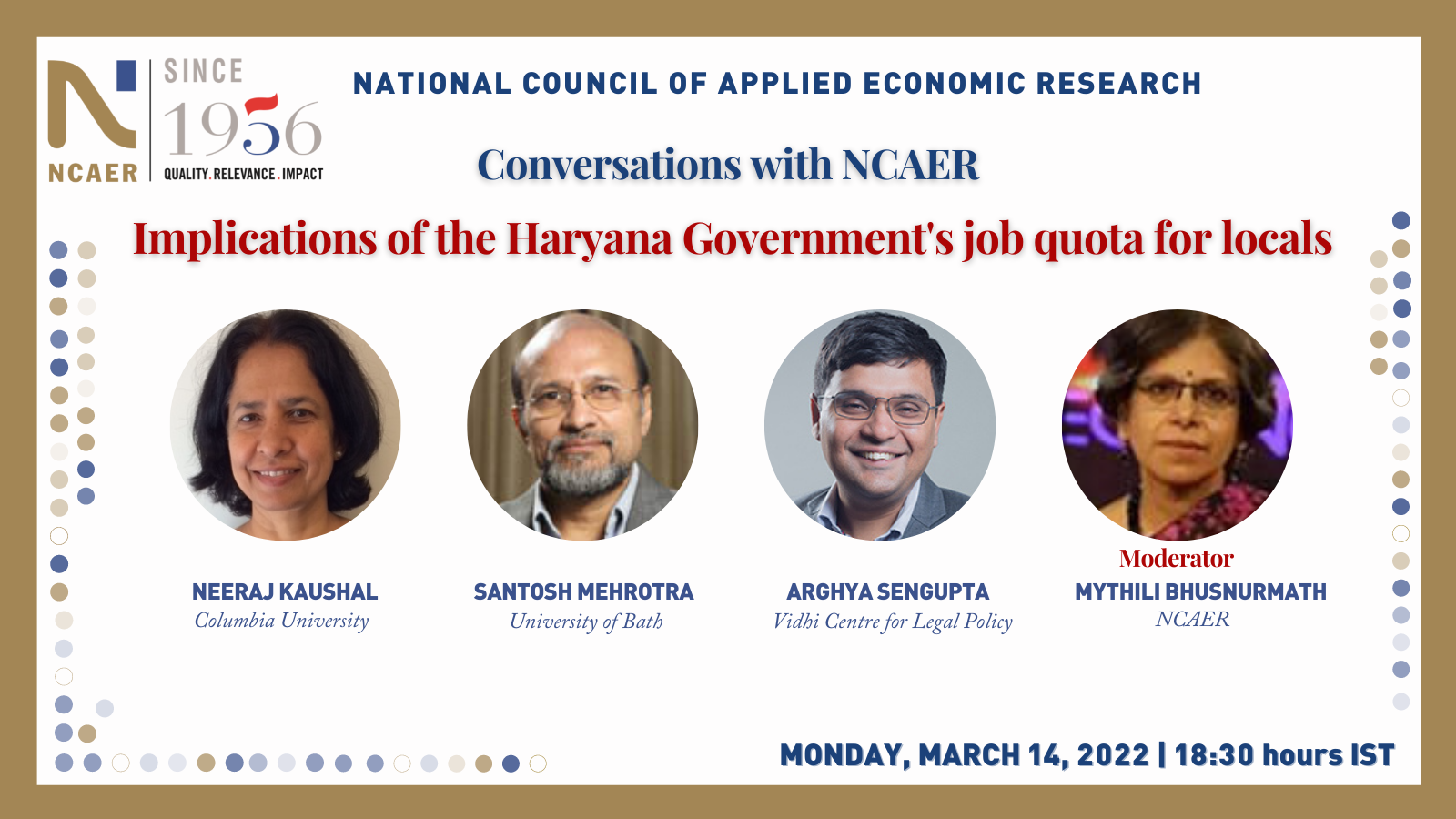 Conversations with NCAER | Implications of the Haryana Government’s job quota for locals (fourth Webinar)