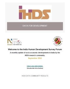 India Human Development Survey Forum, September 2022