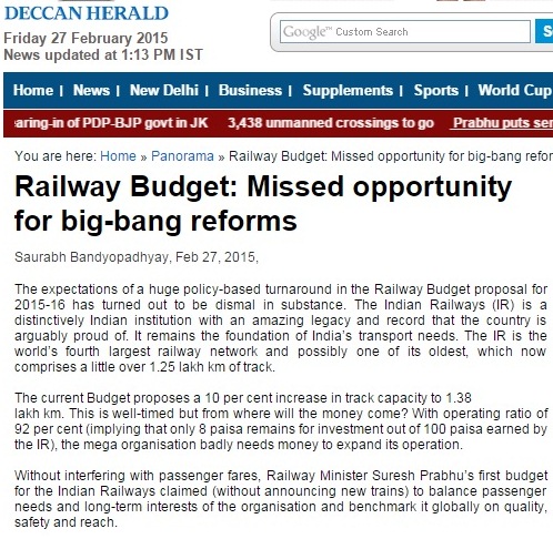 Railway Budget: Missed opportunity for big-bang reforms