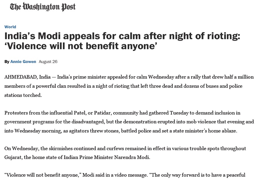 India’s Modi appeals for calm after night of rioting: ‘Violence will not benefit anyone’