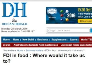 FDI in food : Where would it take us to?