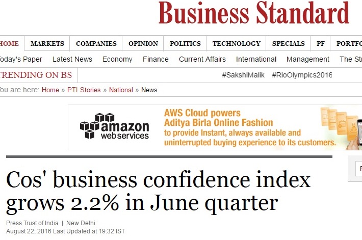 Cos’ business confidence index grows 2.2% in June quarter