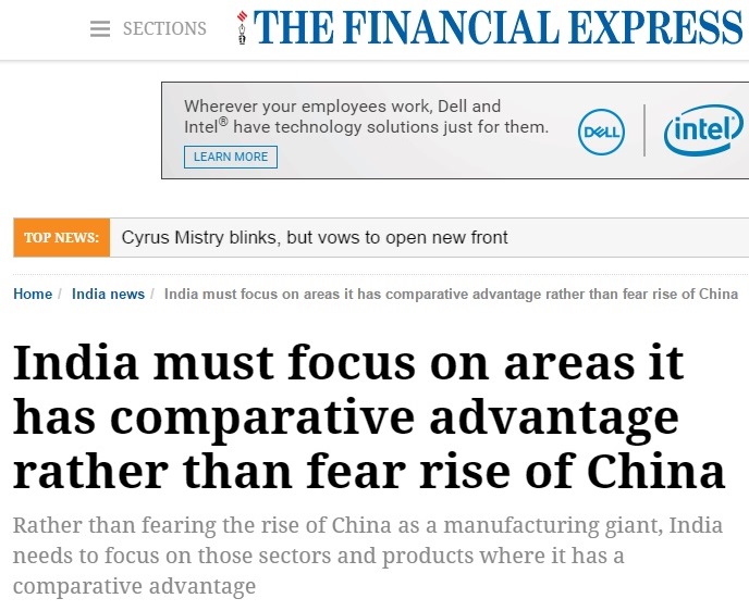India must focus on areas it has comparative advantage rather than fear rise of China