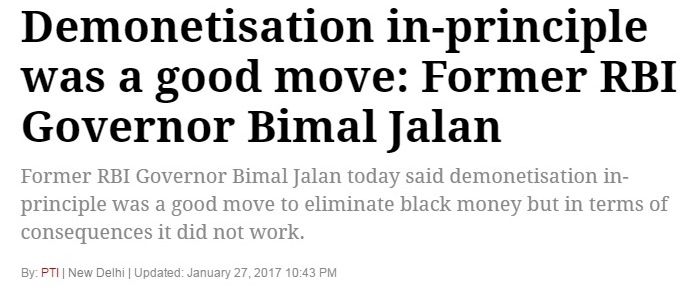 Demonetisation in-principle was a good move: Former RBI Governor Bimal Jalan