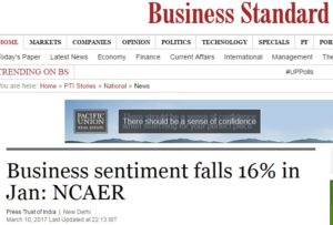 Business sentiment falls 16% in Jan: NCAER