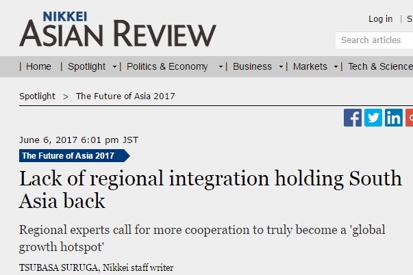 Lack of regional integration holding South Asia back