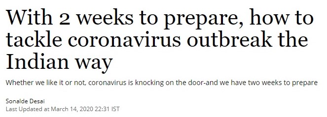 With 2 weeks to prepare, how to tackle coronavirus outbreak the Indian way