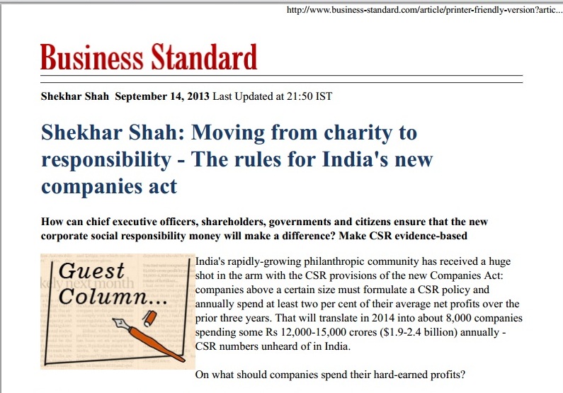 Moving from charity to responsibility – The rules for India’s new companies act