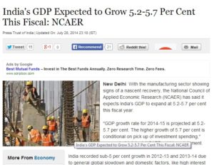 India’s GDP Expected to Grow 5.2-5.7 Per Cent This Fiscal: NCAER