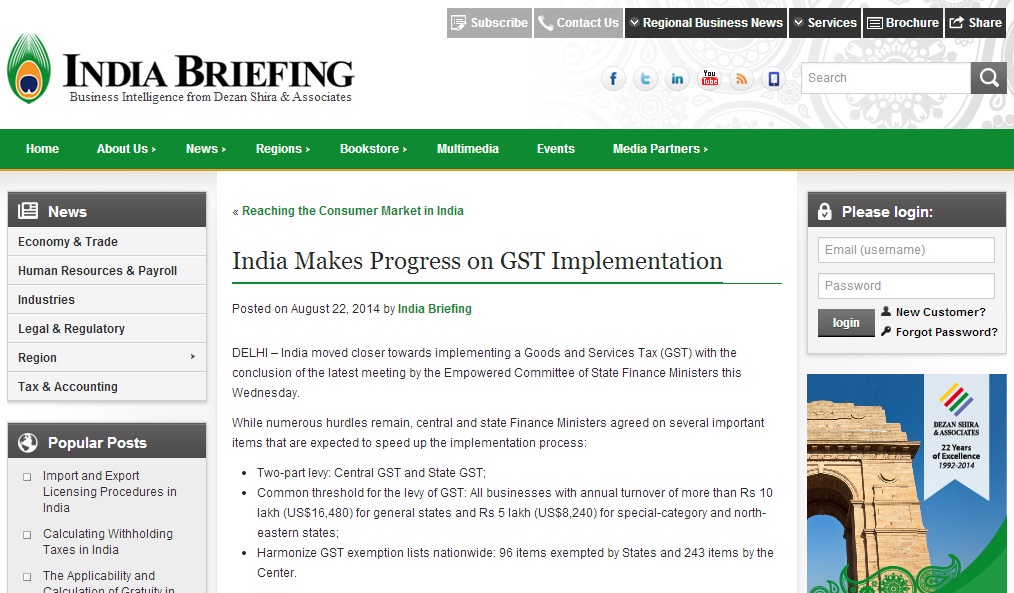 India Makes Progress on GST Implementation
