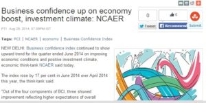 Business confidence up on economy boost, investment climate: NCAER