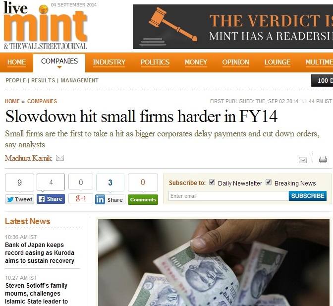 Slowdown hit small firms harder in FY14