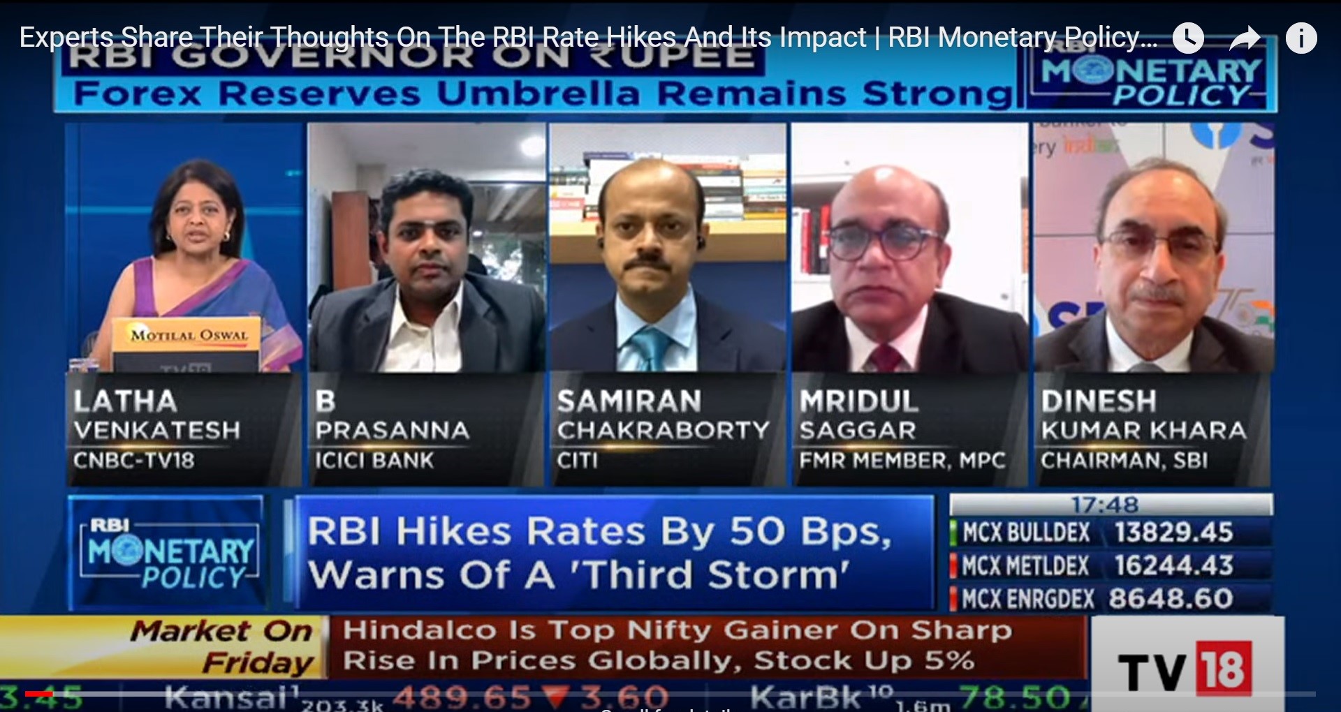 RBI’s Monetary Policy Announcement in the CNBC Indianomics program