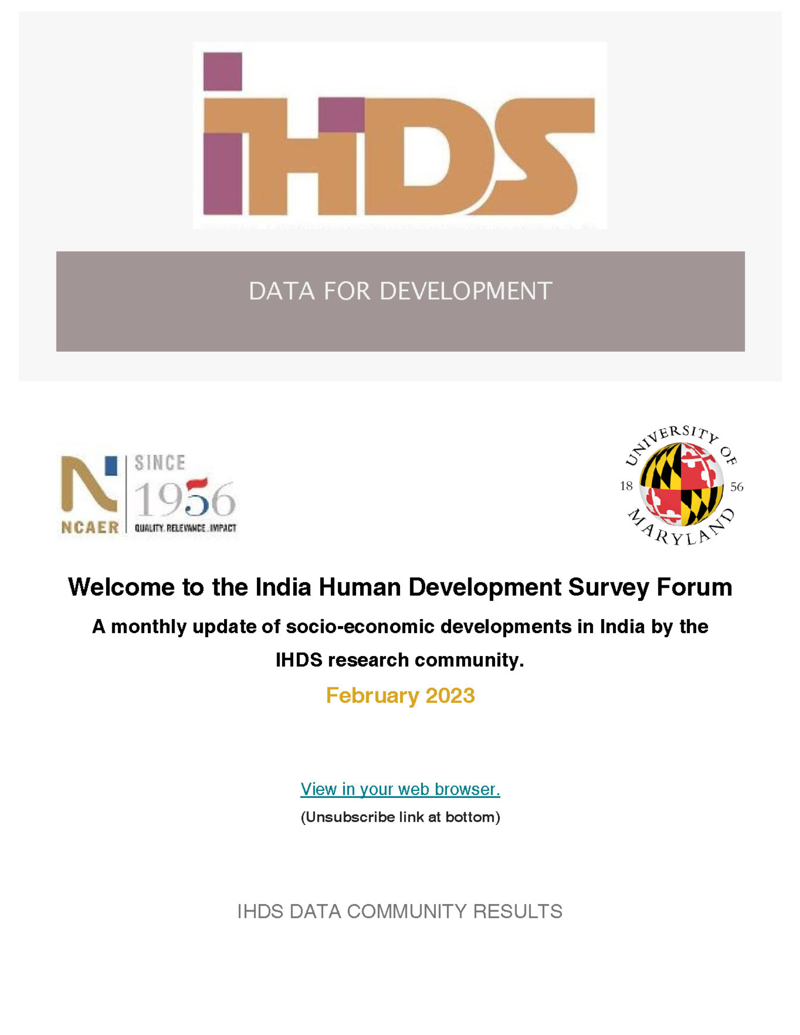 India Human Development Survey Forum, February 2023
