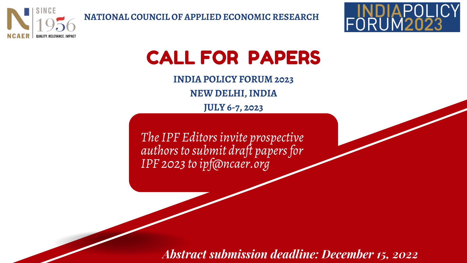 Call for Papers: India Policy Forum 2023