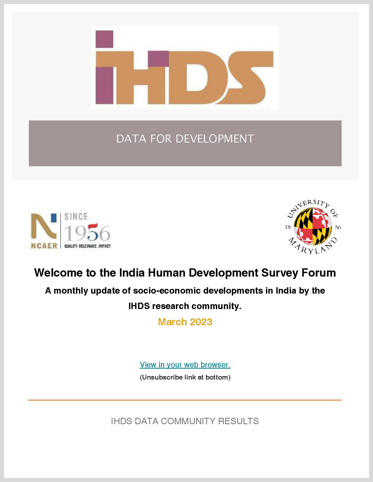 India Human Development Survey Forum, March 2023