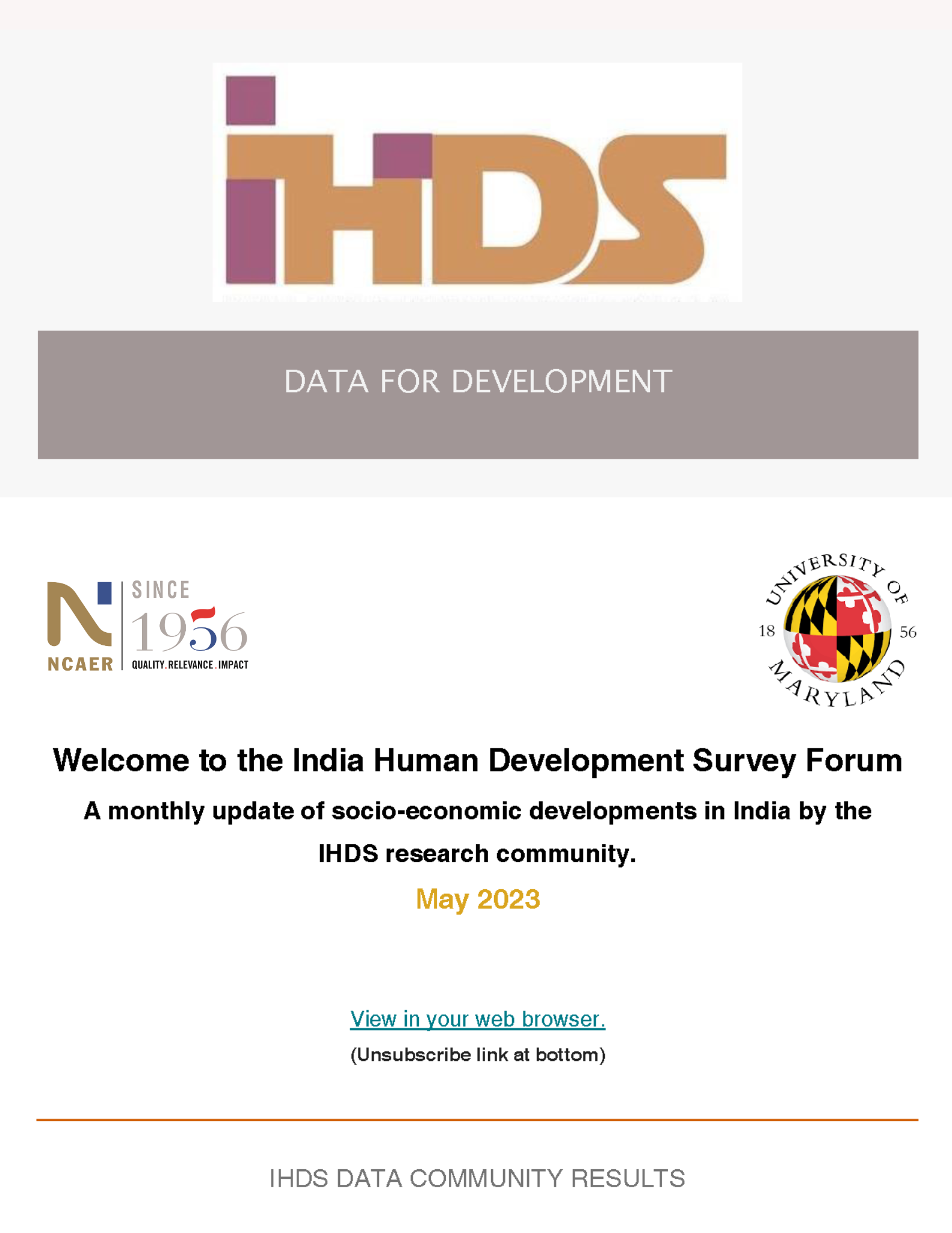 India Human Development Survey Forum, May 2023