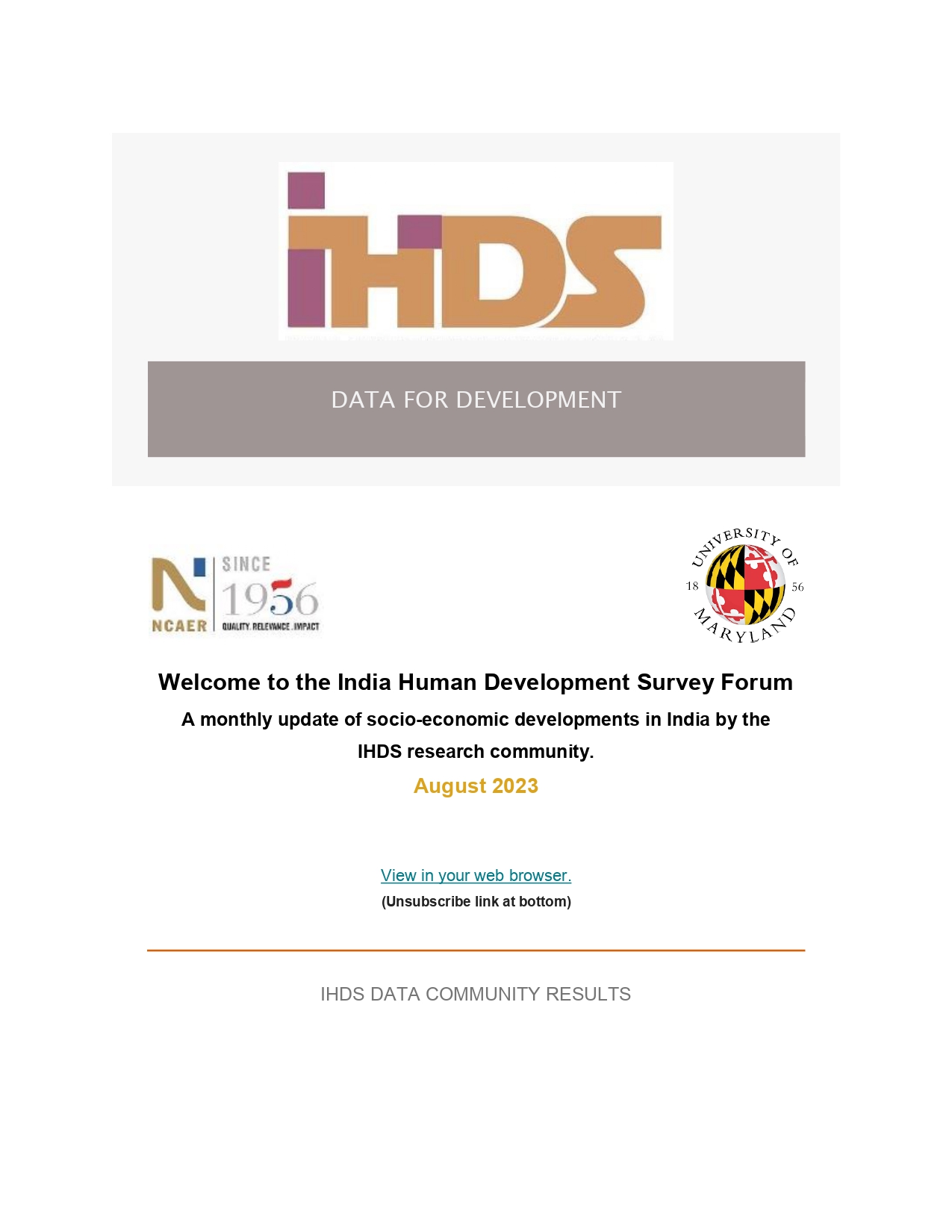 IHDS Newsletter: August 2023