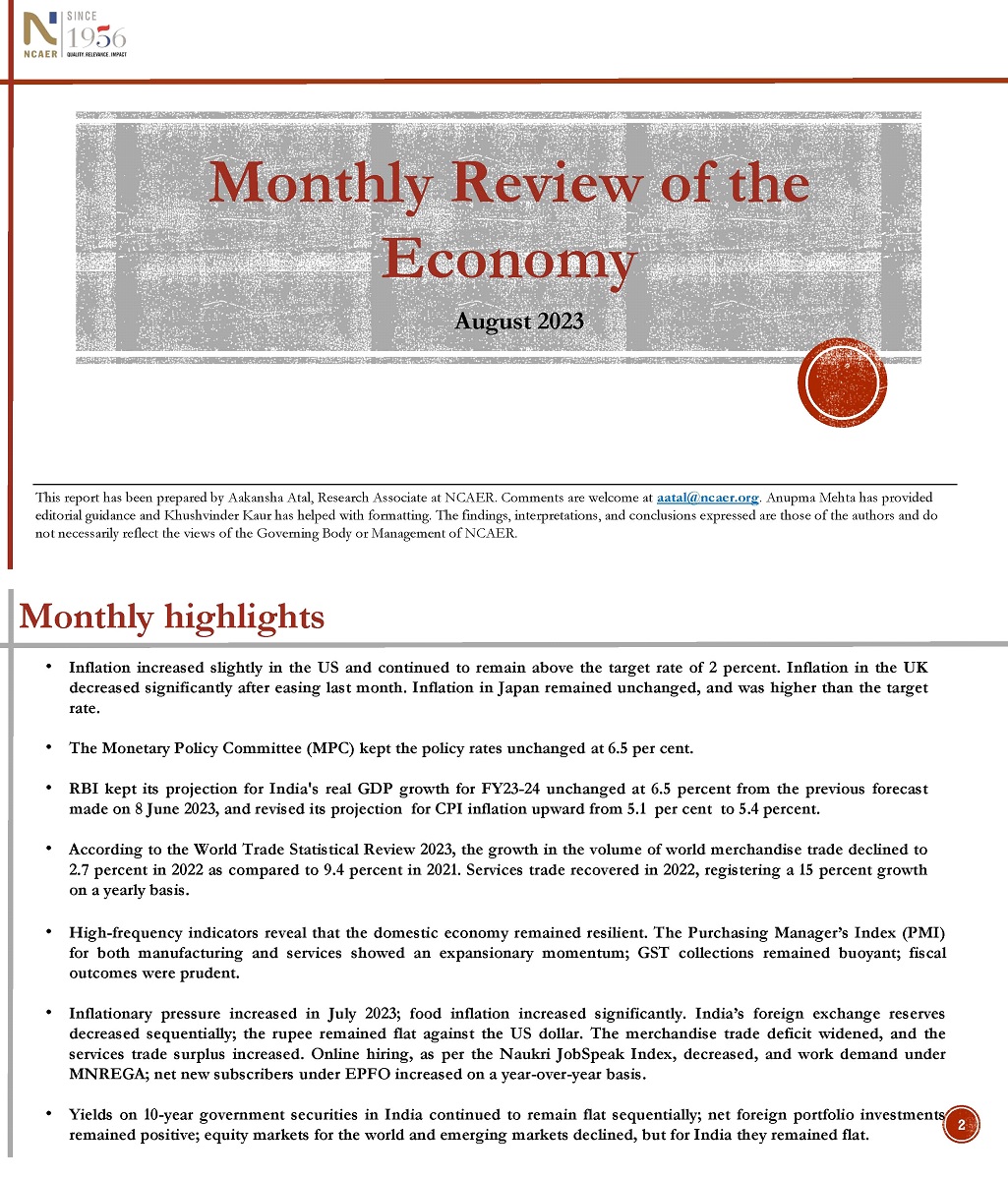 Monthly Review of the Economy: August 2023
