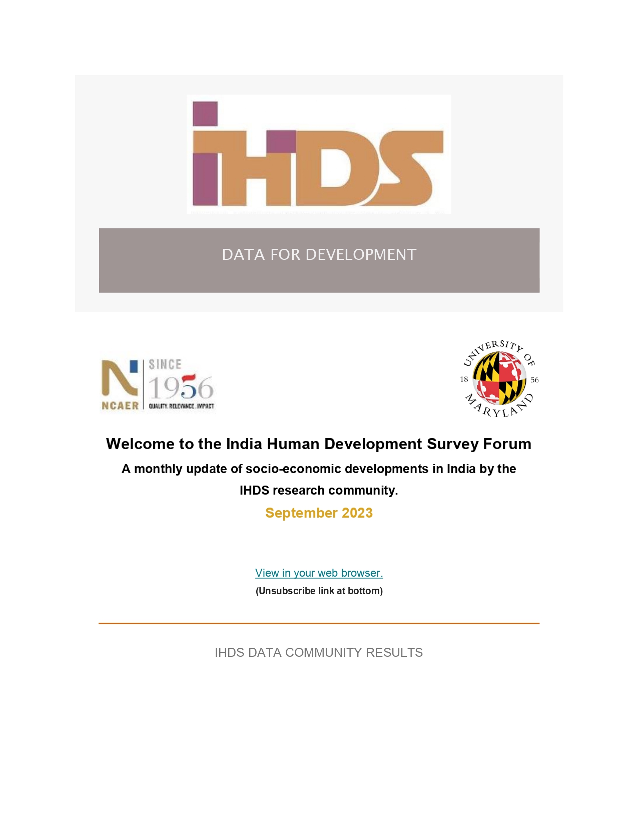 IHDS Newsletter: September 2023